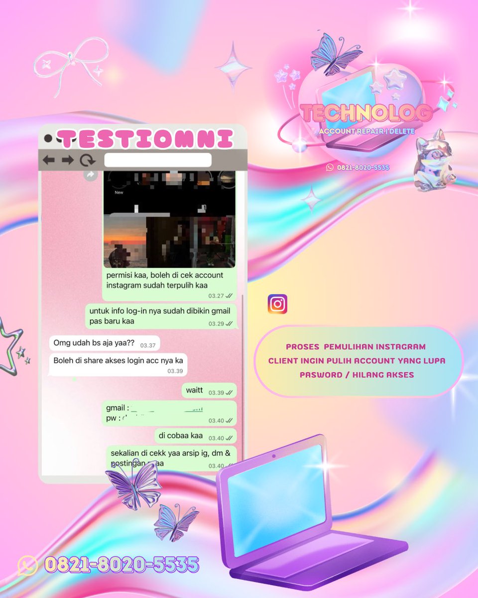 difficclt's tweet image. Bantuan Pemulihan Akun, Intagram, Facebook
Tik Tok, Twitter, T Lindkedin Whatsapp, Telegram ‼️

Akun terkunci/dihack/ditangguhkan⁉️

Atau 
Mau Jasa hack sosmed &amp;amp; sadap sosmed, hapus akun tanpa email/sandi/no hp❓

Trusted, Full Testi, Fast Respon🛍️
wa.me/6282180205535