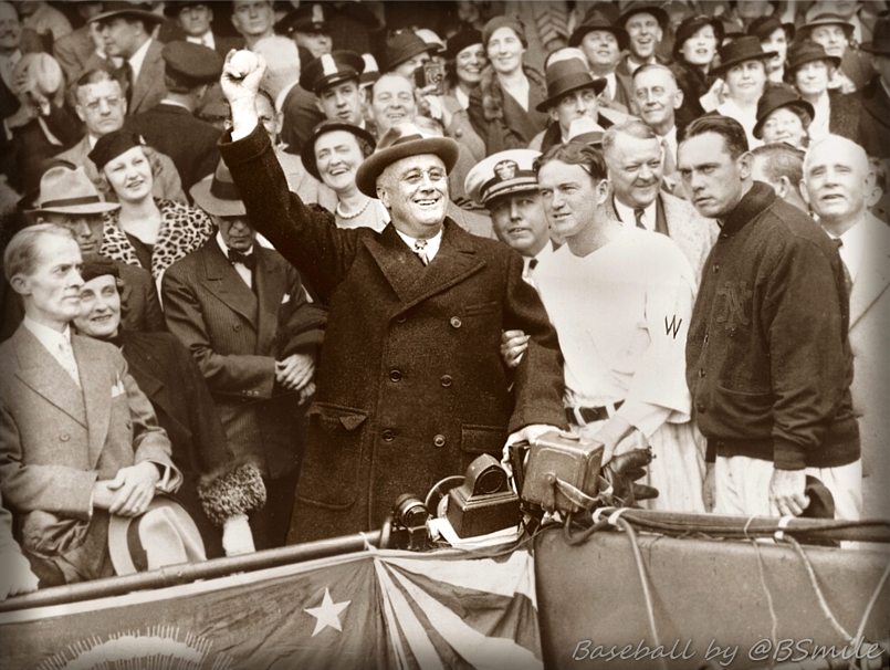 BSmile's tweet image. President Franklin D. Roosevelt throws out the ceremonial first pitch at the 1933 World Series in Washington, D.C. #MLB #FDR #PresidentsDay