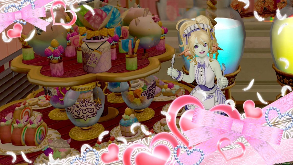 macorondqx's tweet photo. 自分にご褒美🥯🍰🍩🧁🍨✨

特別ショーの練習したら…お腹空いた💦
本番まであと２日😂
#TeaParty_SEASONS 

２月18日バレンタイン営業
21:00 予約不可
21:40 ❤️
22:20 🈳
23:00 🈳
23:40 🈳
特別ショーは23:15〜

#DQ10 
#DQX https://t.co/bw0kv5508p