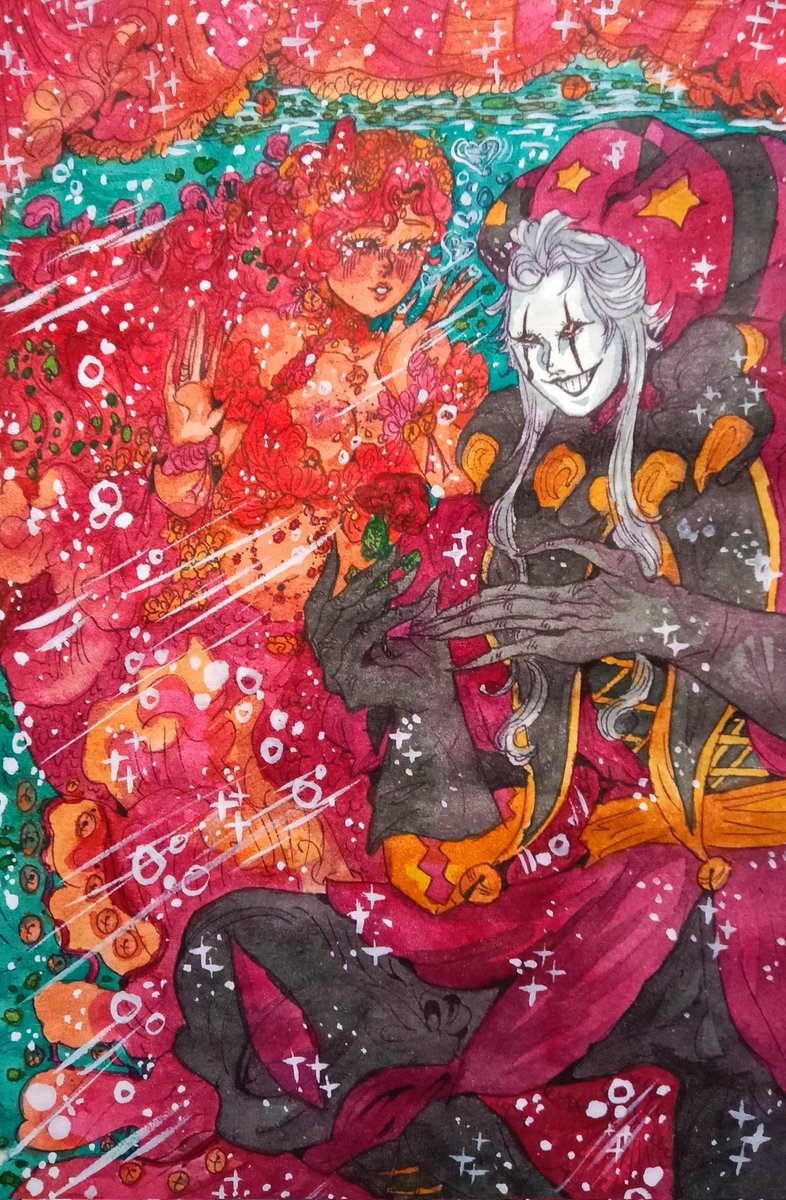 obbikko37's tweet photo. The Mermaid and The Pierrot 
༘⋆𖦹 🎟️ 🫧
#thefreakcircus #thefreakcircuspierrot #thefreakcircusoc #tfcpierrot #traditionalart #WatercolorArt #WatercolorIllustration #ArtistOnTwitter #art #painting #mermaidart https://t.co/rpGeu3maLA
