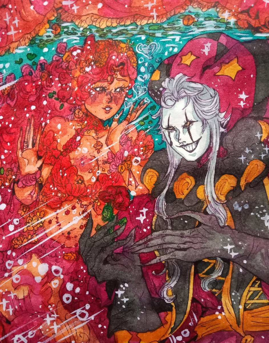 obbikko37's tweet photo. The Mermaid and The Pierrot 
༘⋆𖦹 🎟️ 🫧
#thefreakcircus #thefreakcircuspierrot #thefreakcircusoc #tfcpierrot #traditionalart #WatercolorArt #WatercolorIllustration #ArtistOnTwitter #art #painting #mermaidart https://t.co/rpGeu3maLA
