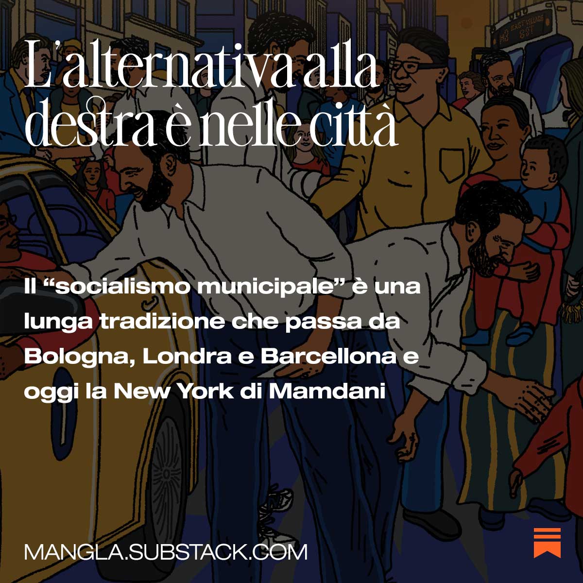 ➔ mangla.substack.com/p/lalternativa…
𝐋𝐚 𝐜𝐢𝐭𝐭𝐚̀ 𝐜𝐨𝐦𝐞 𝐜𝐚𝐦𝐩𝐨 𝐝𝐢 𝐛𝐚𝐭𝐭𝐚𝐠𝐥𝐢𝐚 𝐚𝐧𝐭𝐢-𝐝𝐞𝐬𝐭𝐫𝐞 | Quando lo Stato arretra e il mercato avanza, la politica torna dove la vita è concreta: casa, servizi, disuguaglianze e democrazia si giocano nello spazio urbano.