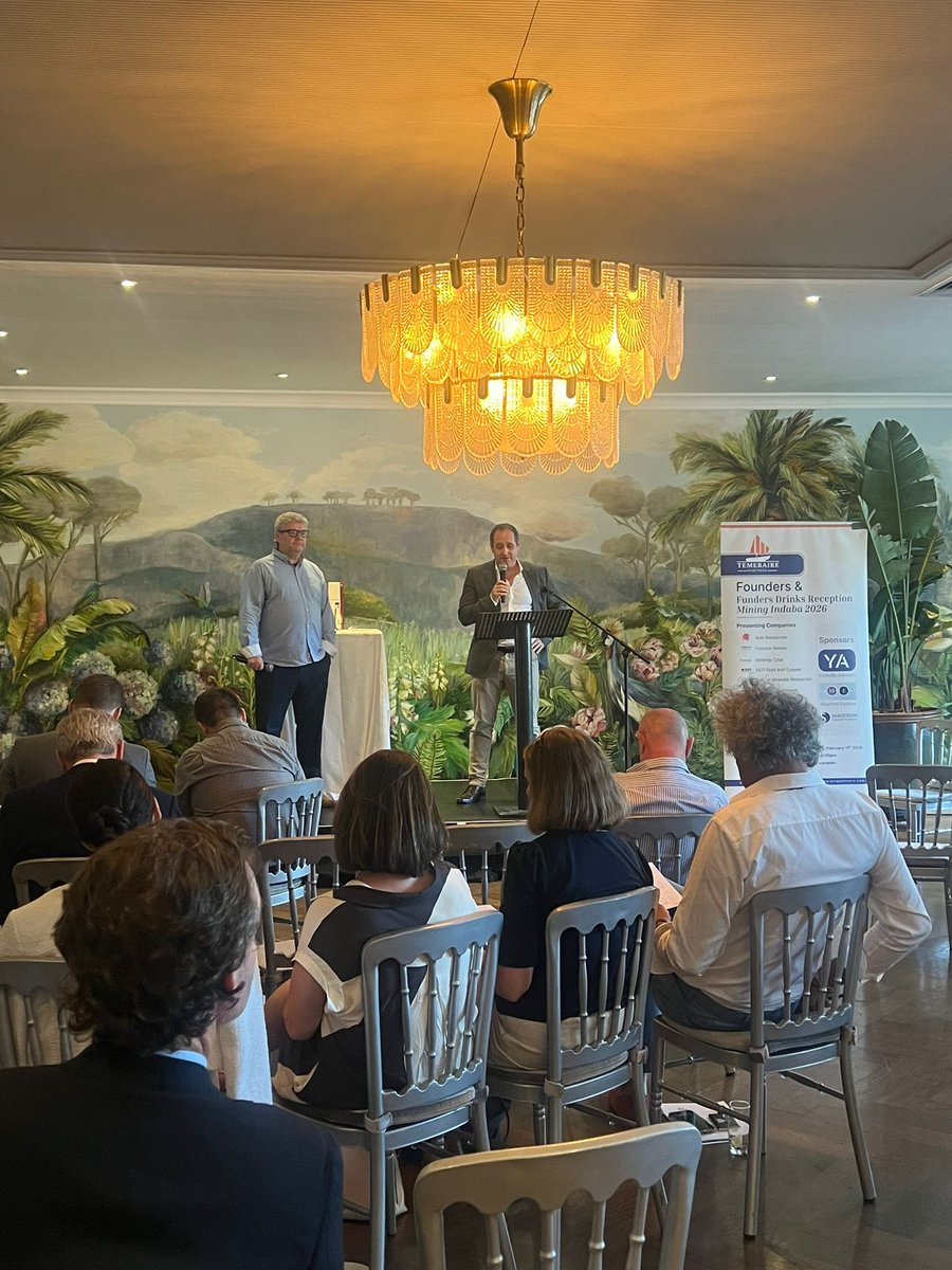 hamakstrategy's tweet photo. At #IndabaMining’s Founders &amp; Funders Drinks, HAMAK CEO Karl Smithson delivered a pitch on our investment case alongside fellow natural resources CEOs — highlighting our growing portfolio of #goldd projects in West Africa and our long-term value strategy. https://t.co/LGqyfykJTB