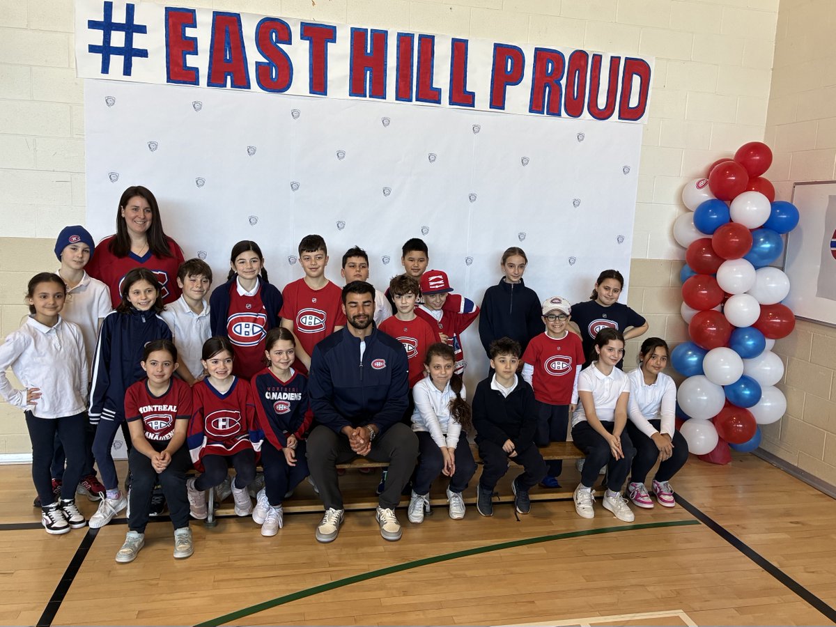 The Canadiens’ Joe Veleno visiting with students this morning at Montreal’s East Hill Elementary School, which he attended from kindergarten to Grade 6. #Habs