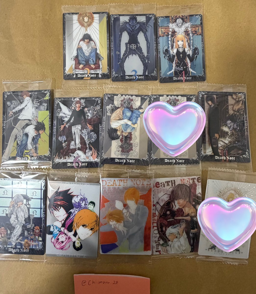 Chiimaru_20's tweet photo. 【交換】デスノート　ウエハース　カード　DEATH NOTE

✯検索からお気軽にお声掛けください
✯大阪手渡し＞郵送希望
✯コンプ目的ですのでご不快でなければ当方複数:1可能です

求…1枚目　月(No.29)
譲…2枚目

ピンポイントで難しいかと思いますがよろしくお願いいたします🙇‍♀️ https://t.co/omcxAsxaQi