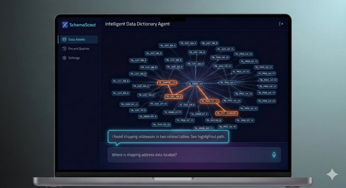 arpitpanwarx's tweet photo. Stop decoding databases🔍 

SchemaScout turns cryptic schemas into interactive visual maps using plain English. Built for #HackFest2 to make data accessible to everyone📷 
@gdgcloudnd 
@gdgnewdelhi 

#HackFest2 #GeminiCreativeSprint #GDGCloudNewDelhi https://t.co/hKozi6onMJ