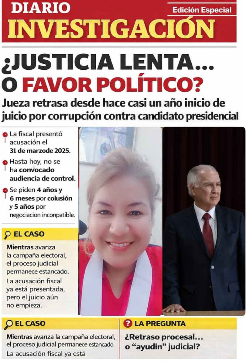 JUSTICIA LENTA… O FAVOR POLÍTICO? ⚖️

La acusación contra Alfonso López-Chau fue presentada el 31 de marzo de 2025. Se piden hasta 5 años de prisión. Pero la jueza Julia Olivares no convoca audiencia desde hace casi un año.
Mientras el juicio no empieza… la campaña sí.