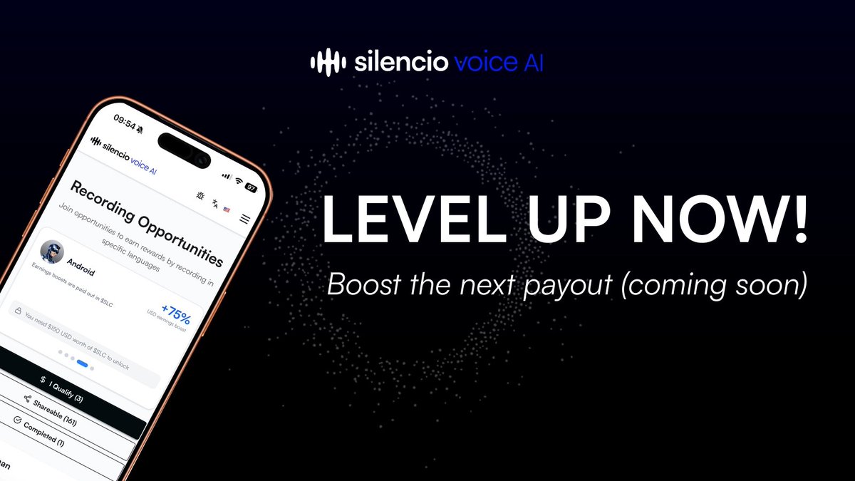 Important for all Voice AI contributors:

Your SLC level at payout determines your bonus. Not your level when you recorded.

What this means?
If you increase your SLC holdings before payout, you increase the boost on your accepted but unpaid recordings.

Yes — retroactively.