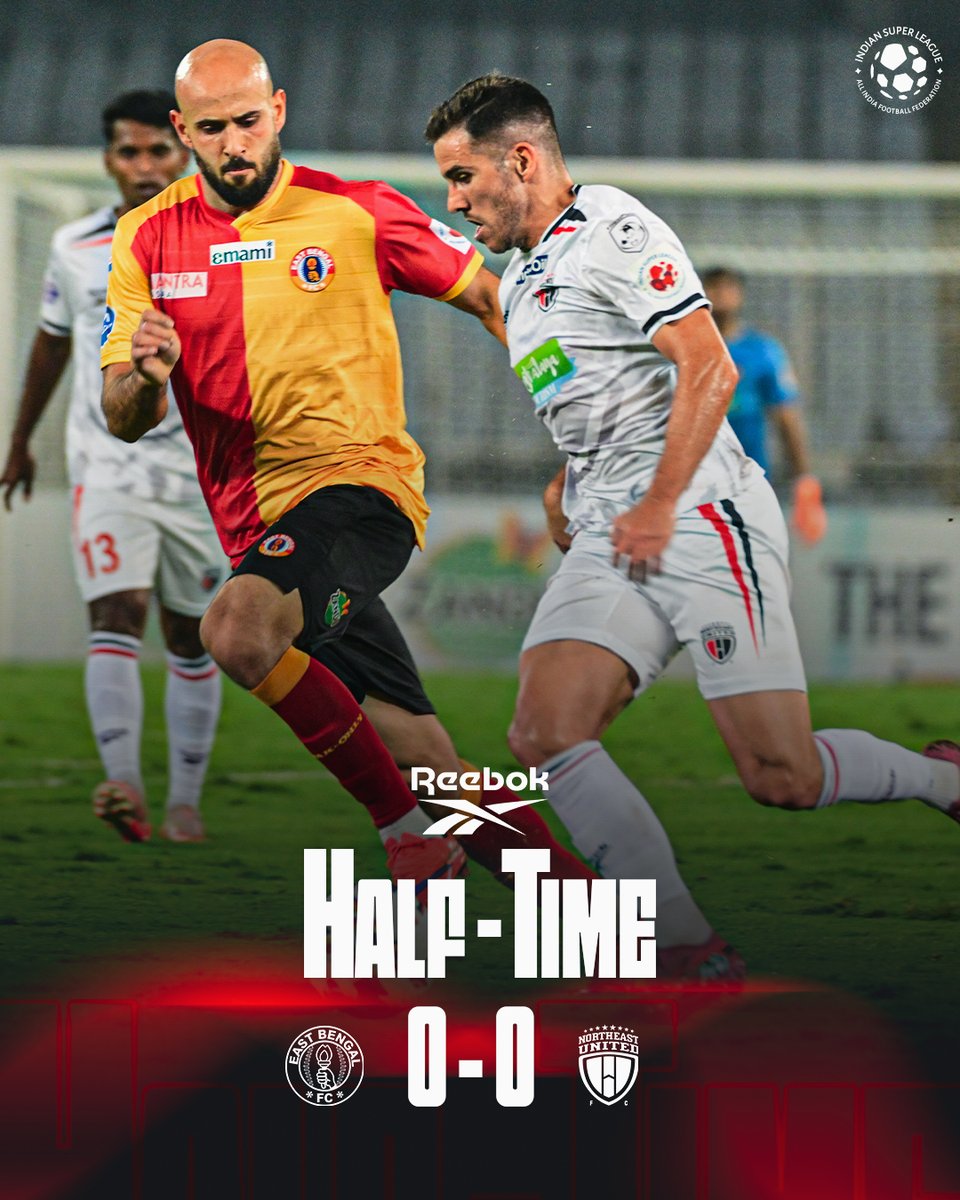 NEUtdFC's tweet photo. HALF-TIME! East Bengal FC 0-0 NorthEast United FC. ⏯️
Nothing to separate the two sides at the break. Let's keep pushing!
@Reebok
Catch the second half here: https://t.co/pO9DRZPAAr
Watch #EBFCNEU live from ISL Season 12, only on @FanCode and #SonySportsTen2.
#StrongerAsOne #8States1United #ISL12