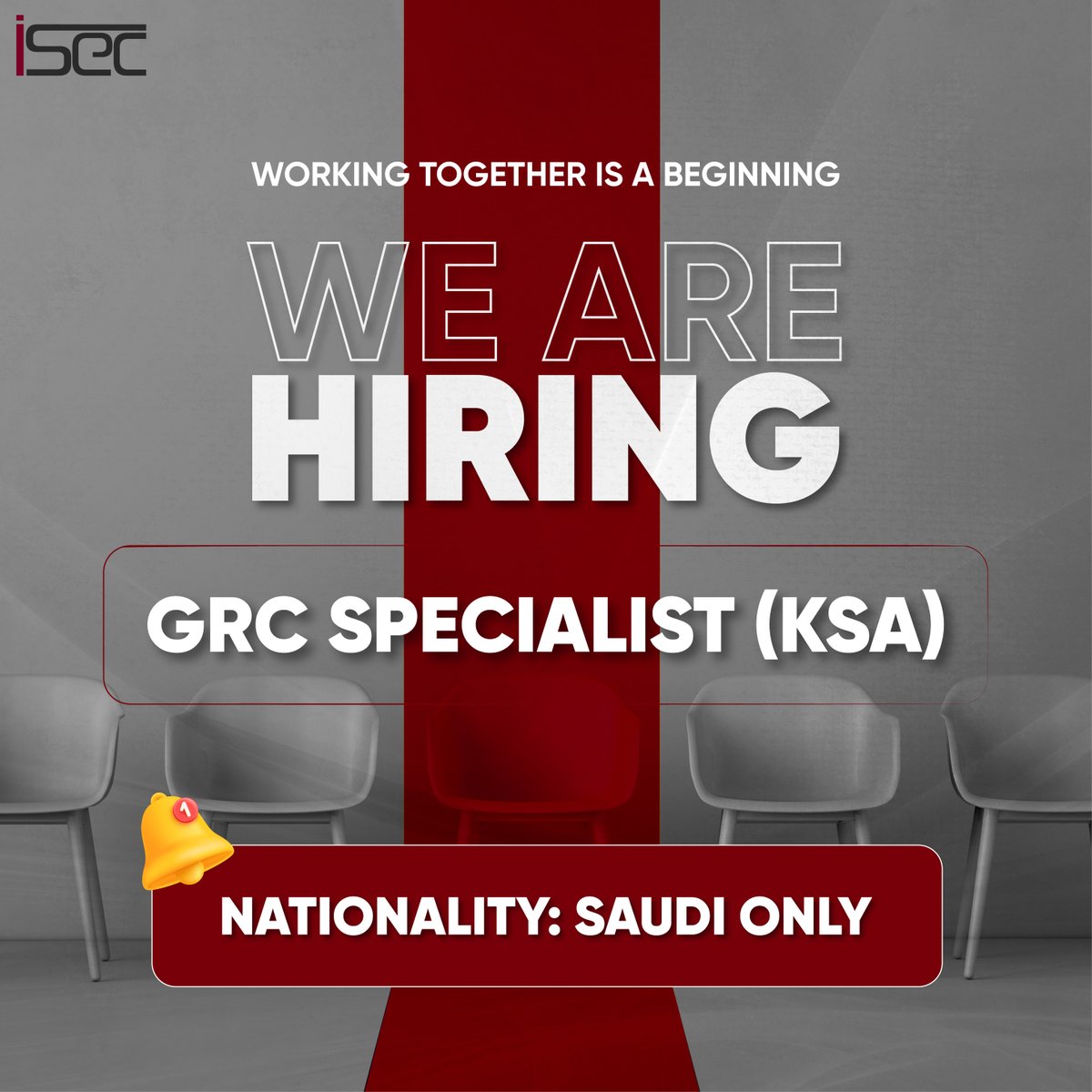 🚨 Information Security GRC Specialist - KSA (Governance, Risk &amp; Compliance)

⛔ Apply now and start your cybersecurity career with " iSec – KSA " : lnkd.in/dbMVJzqq