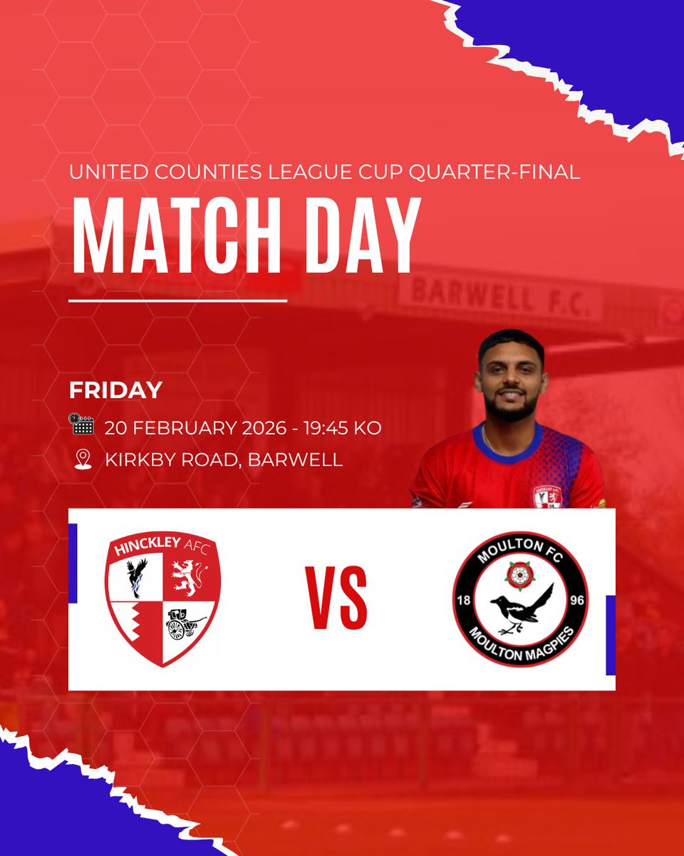 FRIDAY NIGHT FOOTBALL… ⚽️😍

It’s a league cup quarter-final on Friday evening as Hinckley AFC take on Moulton FC. We owe Moulton one for what happened in the league fixture earlier in the season…. Make sure to be there and back the boys!

Bring it on, come on Hinckley! ❤️💙