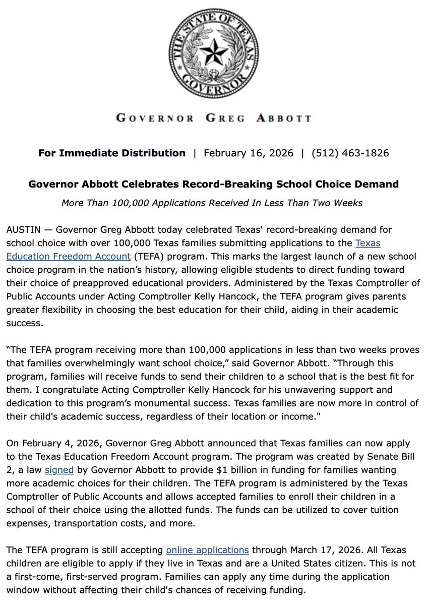 Governor Abbott Press Office tweet media