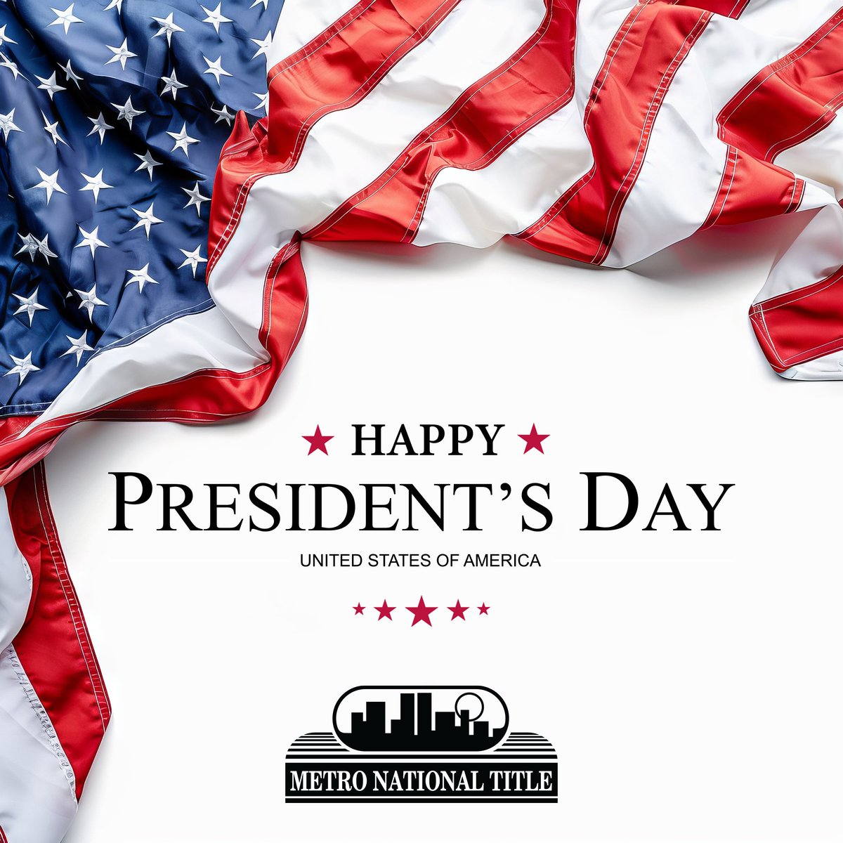 metrontitle's tweet photo. ★ HAPPY ★
PRESIDENT’S DAY
★ ★ ★ ★ ★

Metro National Title
https://t.co/V0a6SeUJfH https://t.co/MW4Zwcq7yD