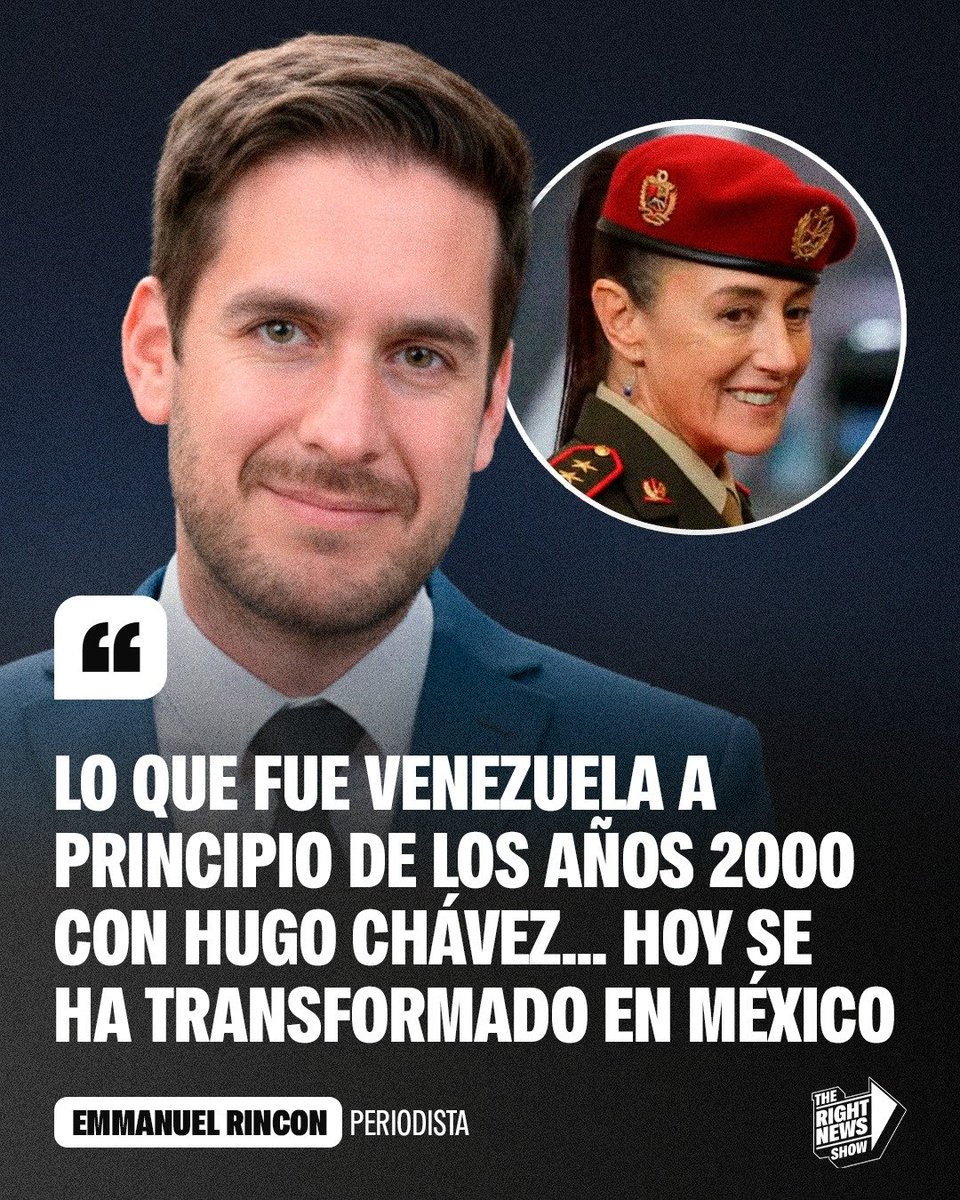 🚨🇻🇪🇲🇽 | El periodista venezolano Emmanuel Rincon apuntó contra la narcopresidente Claudia Sheinbaum: "Lo que fue Venezuela a principios de los años 2000 con Hugo Chávez... hoy se ha transformado en México".