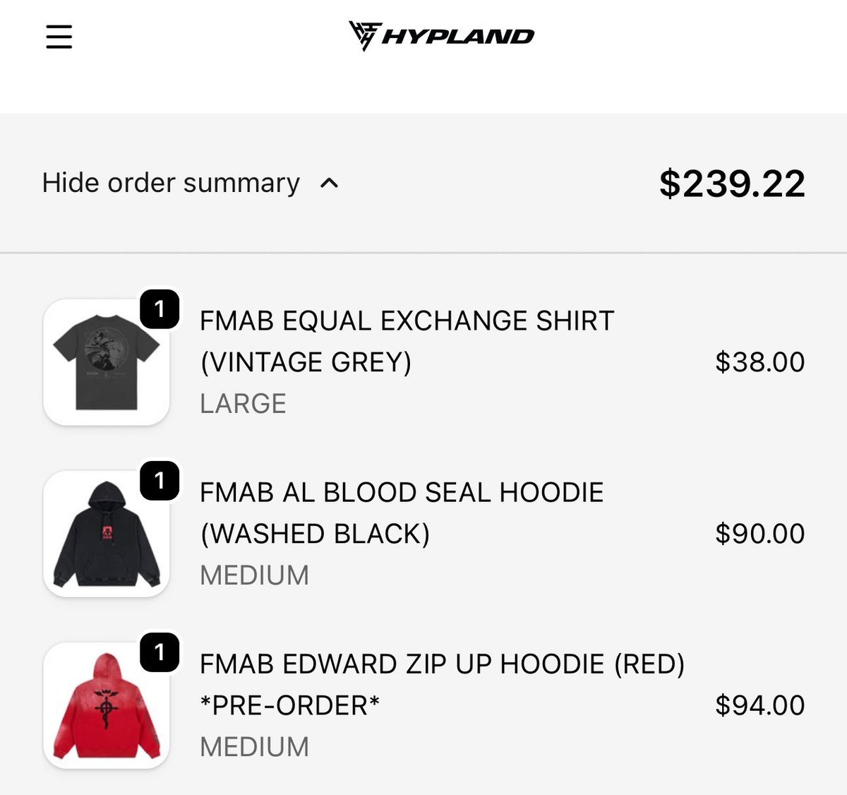 So freaking happy today💕 ty for making the sickest Fullmetal merch 💜 <a href="/hypland/">HYPLAND</a>