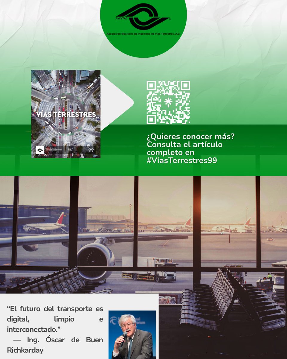 La infraestructura del transporte cambia rápido: IA, 5G, electromovilidad y nuevas cadenas logísticas.

El Ing. Óscar de Buen Richkarday analiza los retos y oportunidades en #VíasTerrestres.
🔗 isu.pub/GA5ErUO

#VíasTerrestres #AMIVTAC #Infraestructura