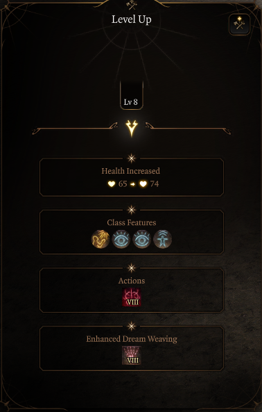 Smeefgames's tweet image. Okie dokie, Sequence 2 provides the class some powerful, but not as flashy upgrades, like benefiting from see invisibility, getting to reroll attacks for you and against you, and getting to take 10 on skill rolls you're proficient with! #BG3 #moddev