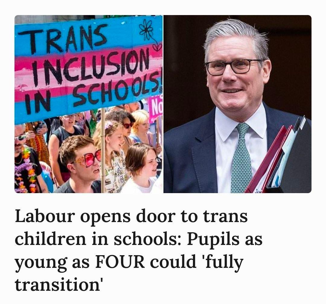 🚨🇬🇧For Keir Starmer, four-year-old children are apparently mature enough to decide to change their gender.

Yet teenagers are somehow not mature enough to use social media.

"Protecting children online" is nothing more than an excuse to push mass censorship!
