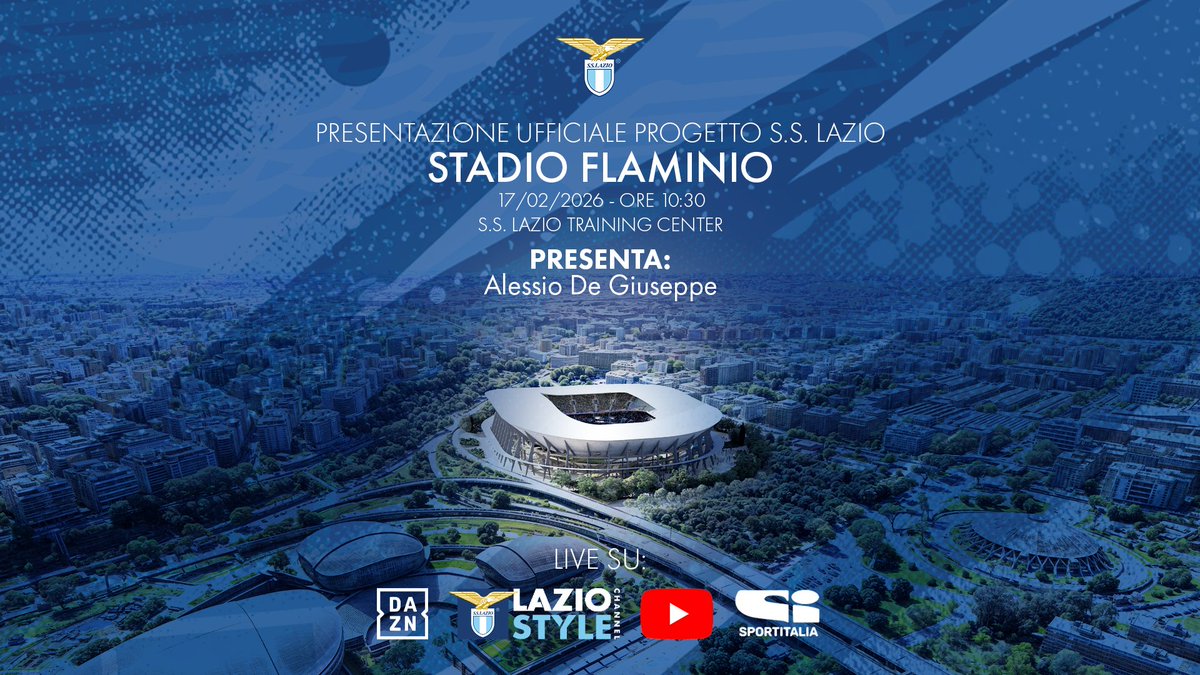 OfficialSSLazio's tweet photo. 🏟️ La S.S. Lazio ricorda che l’intero evento verrà trasmesso in diretta, dalle 10:30, su https://t.co/xK5pUtR6vi, l`app ufficiale del Club, Lazio Style Radio, anche 89.3 FM, il canale YouTube biancoceleste, DAZN e Sportitalia

#AvantiLazio https://t.co/PqeHtn4s8m