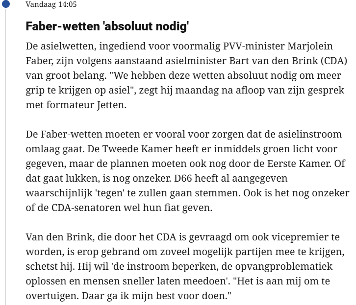 Anderhalf jaar lang werd <a href="/pvvfaber/">Marjolein Faber PVV 🇳🇱🇮🇱</a> afgefikt, neergesabeld en geroosterd door media en politici die uitgerekend nú mooie sier met haar asielwetten willen maken.

Het kan verkeren....