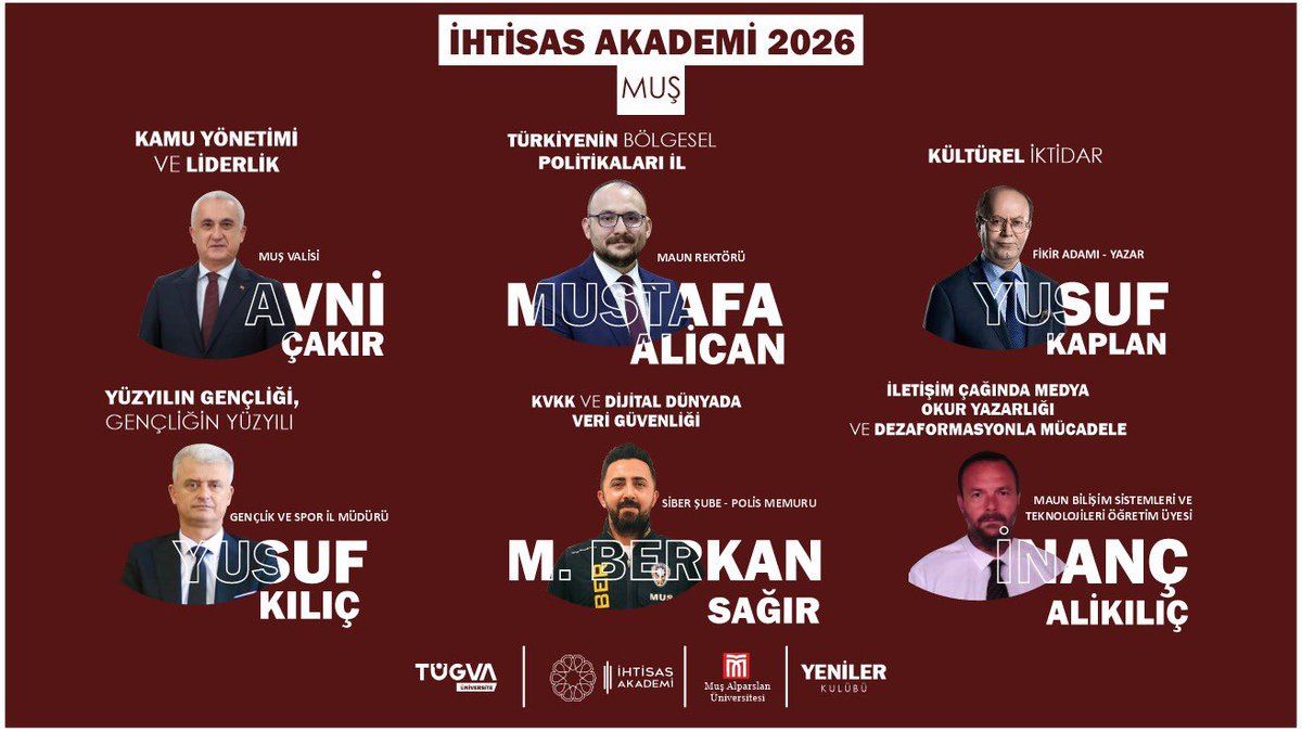 İhtisas Akademi Programı ile üniversite öğrencilerimizi alanında yetkin, donanımlı ve tecrübeli isimlerle buluşturuyoruz.
Kıymetli konuşmacılarımıza katkıları için şimdiden teşekkür ediyor, tüm gençlerimizi bu verimli programa davet ediyoruz.