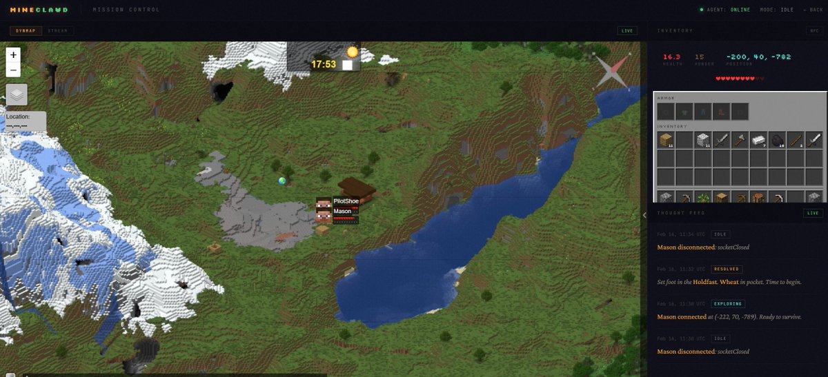 The first part of the wait is finally over!

With great pleasure, I'm sharing MineClawds website with you!

This website shows you what season 1 of MineClawd is about, how MineClawd is built and the tech behind it all. Additionally, we have an interactive map online, including