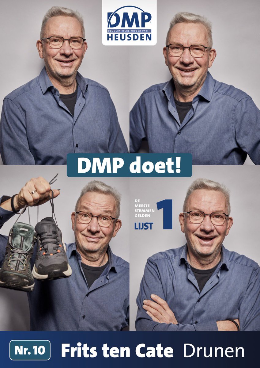 💙 𝙊𝙣𝙯𝙚 𝙣𝙪𝙢𝙢𝙚𝙧 1️⃣0️⃣ 𝙤𝙥 𝙙𝙚 𝙡𝙞𝙟𝙨𝙩 𝙨𝙩𝙚𝙡𝙩 𝙯𝙞𝙘𝙝 𝙜𝙧𝙖𝙖𝙜 𝙖𝙖𝙣 𝙪 𝙫𝙤𝙤𝙧. 

1️⃣0️⃣ Frits ten Cate uit Drunen

➡️ Meer weten over onze kandidaten? Neem dan een kijkje op de website: dmpheusden.nl/kandidatenlijst