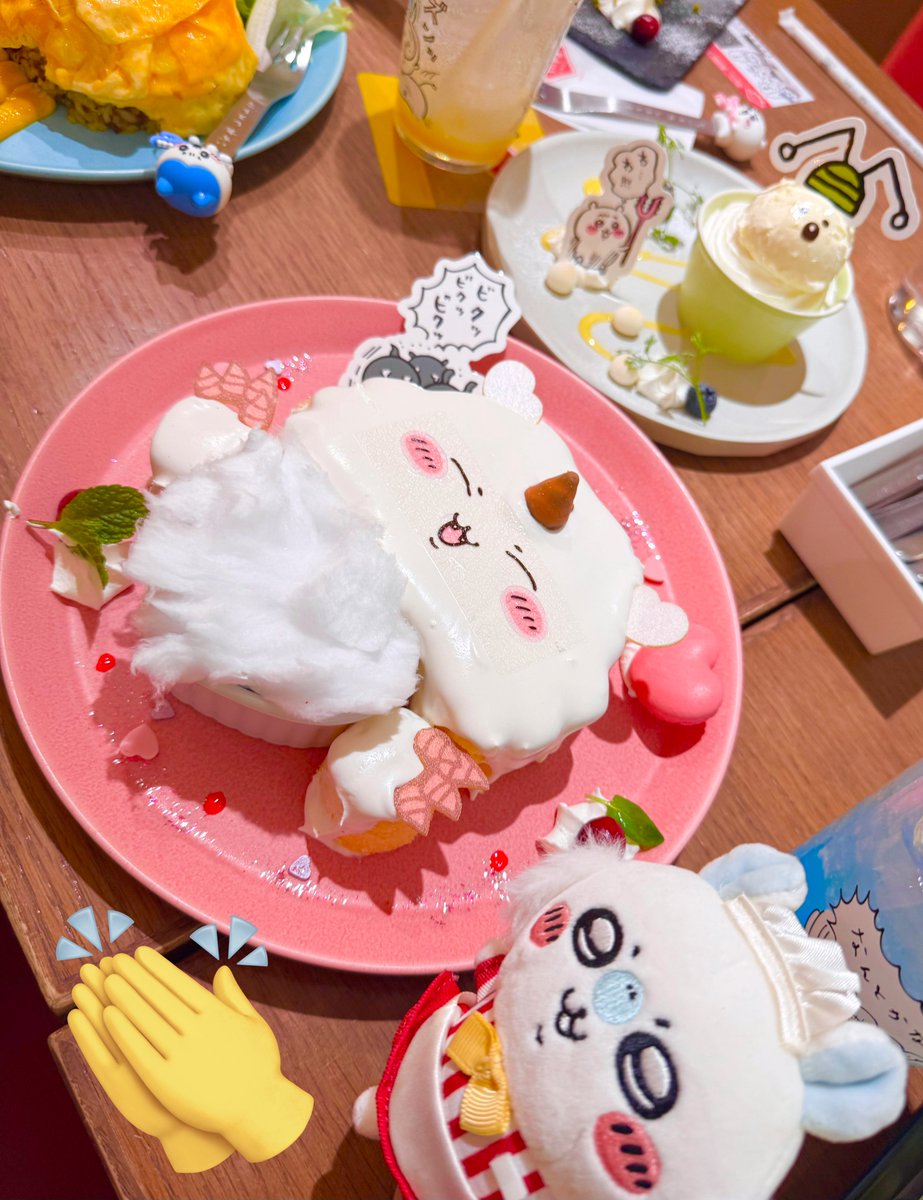 ちいうさモモ推しで久々のちいかわレストラン行ってきた🫶新メニューも超可愛い🫶ベビプルャが可愛すぎてベビモモ連れてけば良かったぁぁ!!になったょ〜🍼 