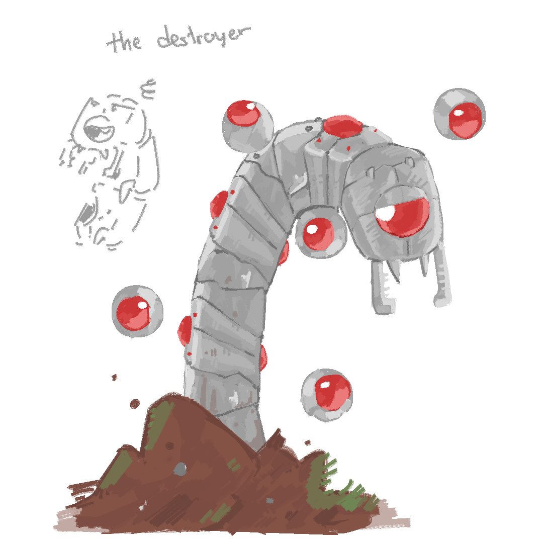 mech worm and his floating babies #terraria