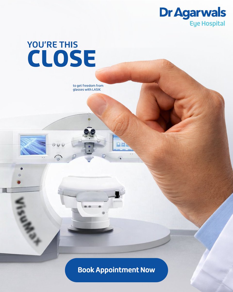 dragarwals_eye's tweet image. You’re this close 🤏 to seeing life clearly without glasses.

Make the switch with LASIK! Book appointment now: bit.ly/3SJSiuV

#YouAreThisClose #VisionCare #LASIKIndia #ClearVision #LifeWithoutGlasses #DrAgarwalsEyeHospital