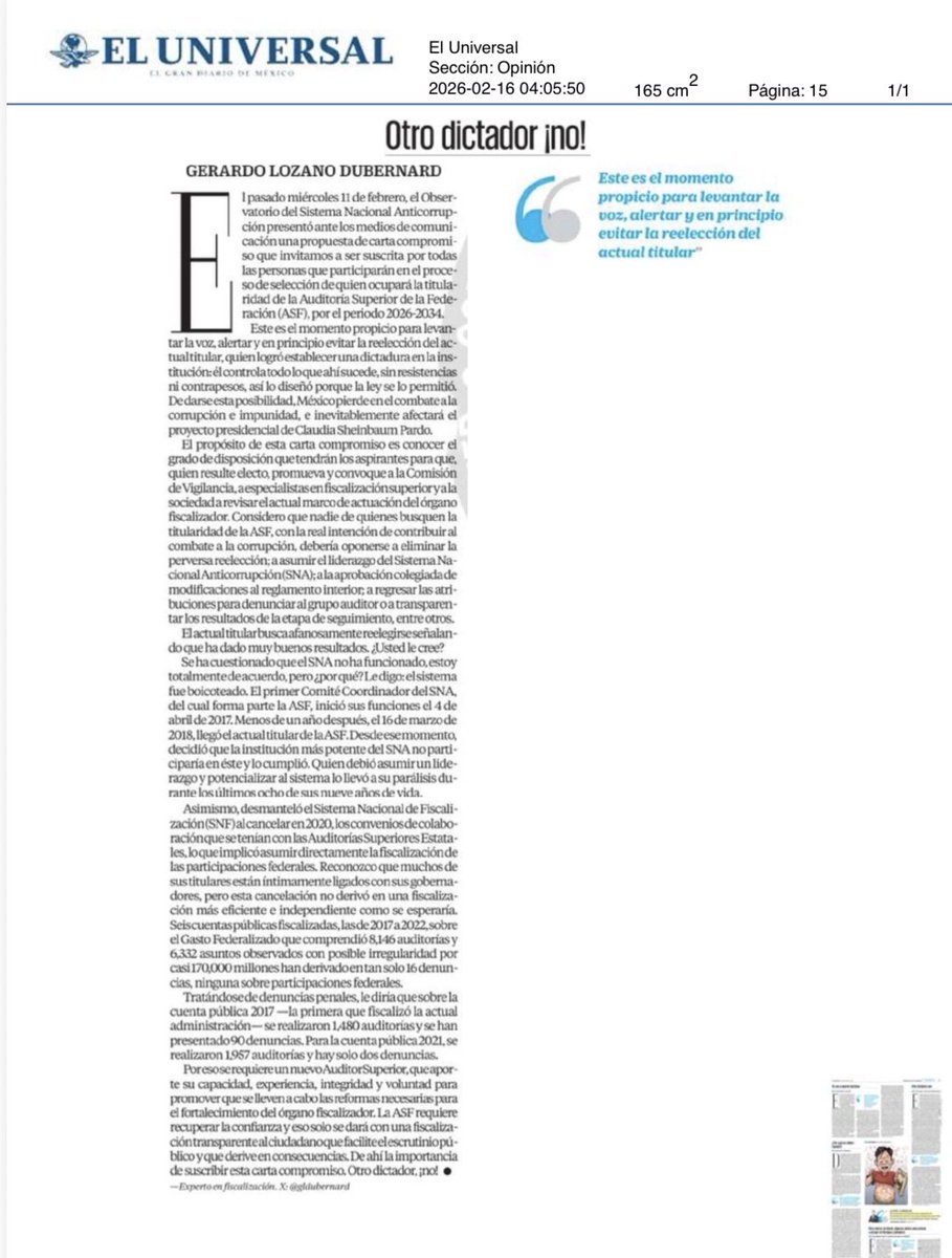 gldubernard's tweet image. #ULTIMAHORA #ASF
#NoReelecciónASF #Corrupción #Impunidad 

El pasado miércoles 11 de febrero el Observatorio del Sistema Nacional Anticorrupción @CPCSNA
dio a conocer una carta compromiso que tiene como propósito conocer el grado de disposición que tendrán los aspirantes a la