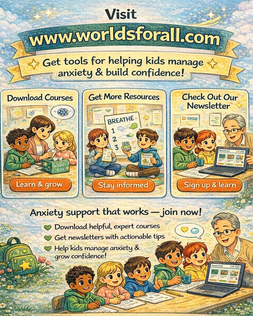 WorldsForAll_'s tweet photo. If a child is struggling with anxiety, they’re not being difficult — they’re overwhelmed. 💛

With gentle guidance, simple breathing tools &amp; small confidence-building steps, children can feel safer and more in control.

Support starts here: https://t.co/NGMIXwZosI

#ChildAnxiety https://t.co/ReF8nA2EN1