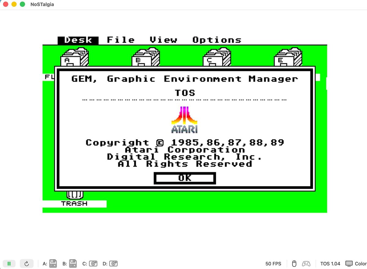 Philsan69's tweet photo. 29 years after first version, new version 2.0 of NoSTalgia, #AtariST computers emulator for Apple Mac https://t.co/LqE3mamkFf #atari #applemac #macos https://t.co/6DdylQ746U