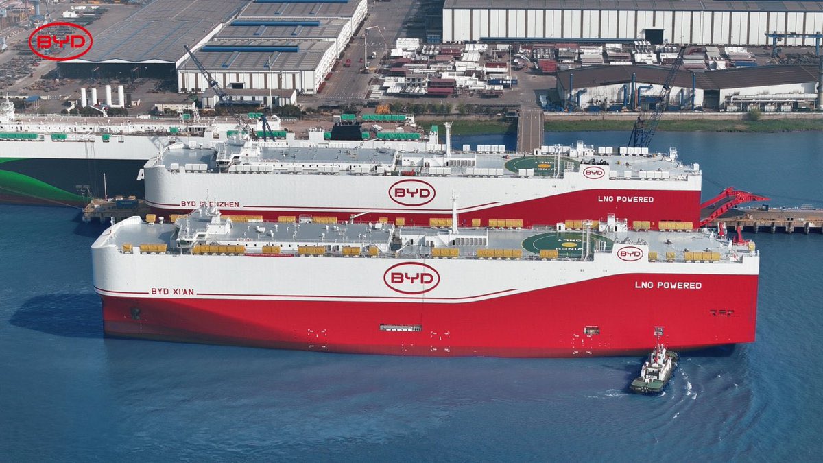 🇨🇳🚗 BYD es la empresa más integrada verticalmente del mundo.

Extraen su propio litio para las baterías, fabrican las baterías ellos mismos, fabrican todos los componentes principales de sus propios coches, los envían al extranjero en su propia flota de transportistas de