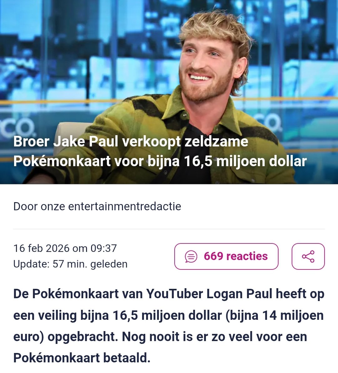 nickynicky78's tweet image. De broer van #JakePaul (verloofde #JuttaLeerdam) heeft op een veiling een zeldzame Pokémonkaart voor bijna 16,5 miljoen dollar verkocht!

Logan Paul kocht de kaart ooit voor 5,2 miljoen dollar. Een goede investering dus!

👇🏼👇🏼