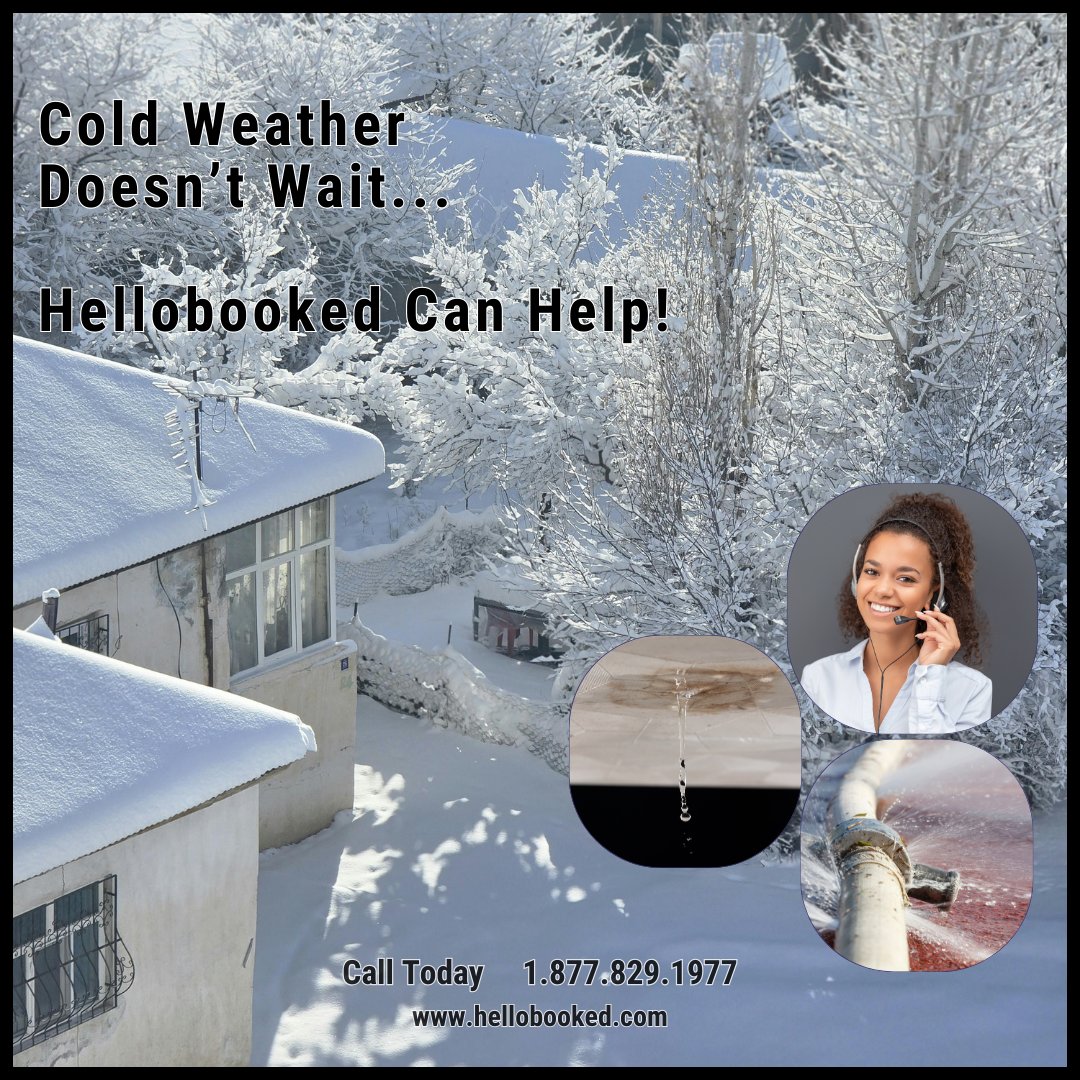 hellobookednow's tweet photo. Cold weather doesn’t send a warning. It doesn't wait. 
When that happens, customers call fast and they call stressed.

If no one answers, they move on.
Are your phones covered when it matters most?

Call HelloBooked, TODAY!
1.877.829.1977 https://t.co/gJr96fIzIo
