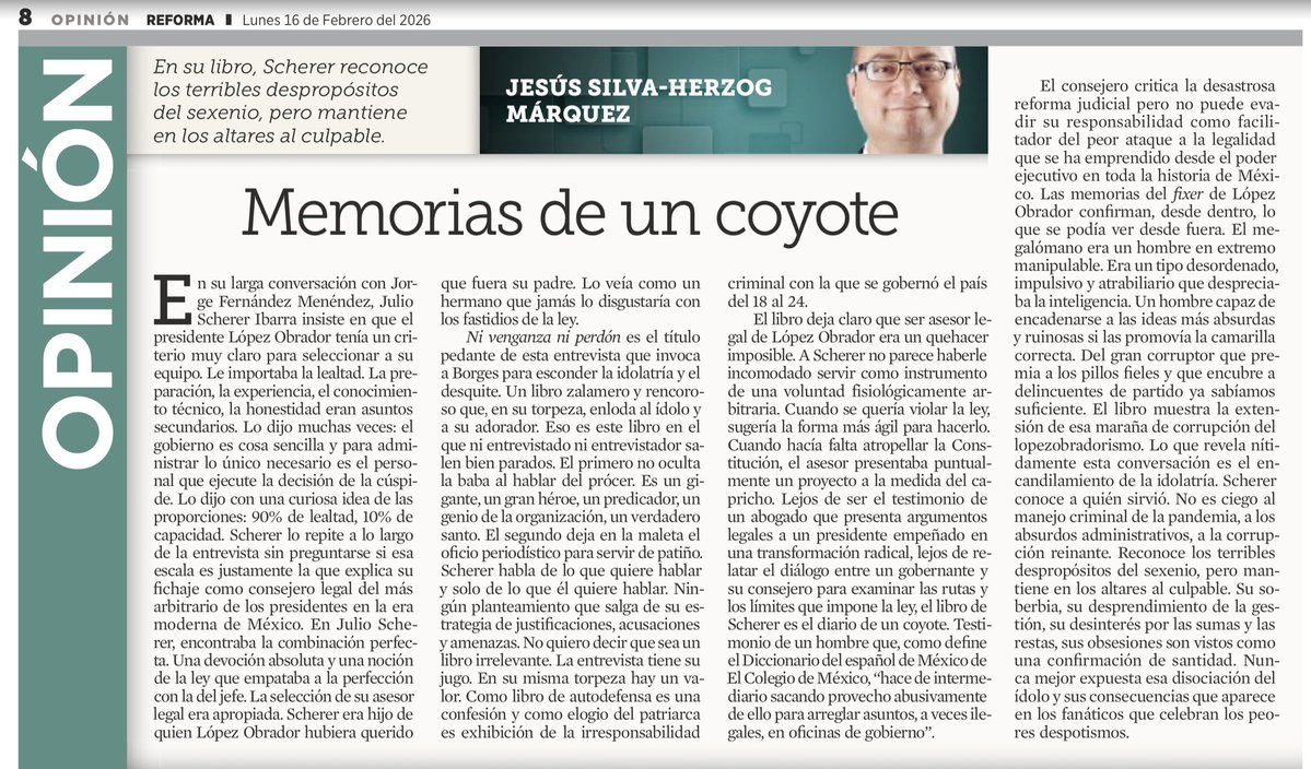 Mi maestro leyó lo mismo que yo

El libro es una carta de amor de un fan que, entre zalamerías, revela sin querer el desastre de gobierno