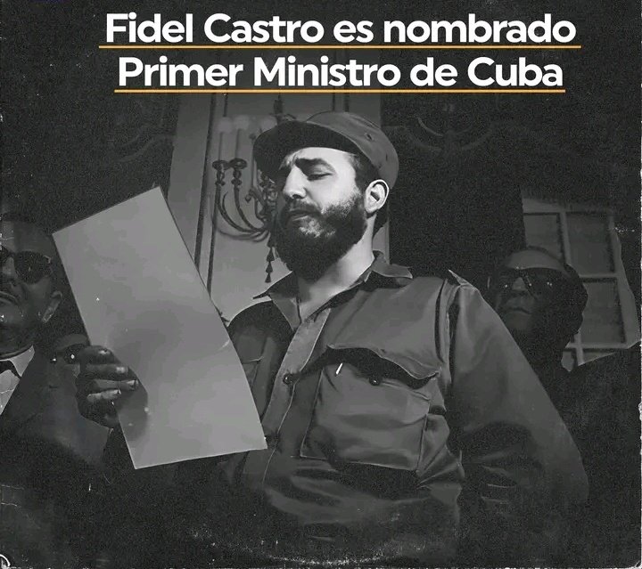 El 16 de febrero de 1959, Fidel asume como Primer Ministro de Cuba. Aquel día expresó: Los hombres que sirvan al estado, tienen que ser de vocación para que la administración del Estado, funcione mejor que cualquier otro tipo de institución.
#100AñosConFidel 
#AgroalimPorCuba 🇨🇺