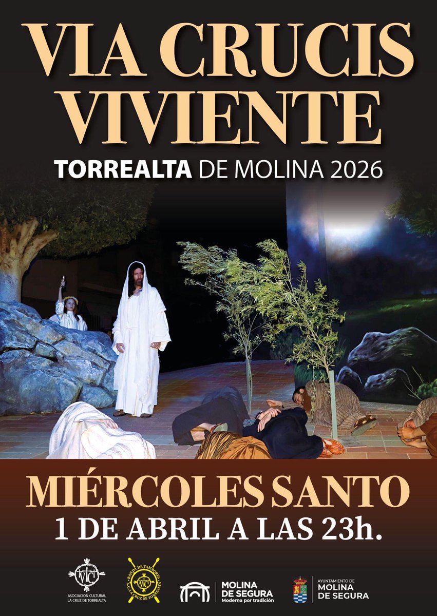 ✨ La noche cae… el silencio habla… y a la luz de las antorchas…las calles de Torrealta se llenan de la Pasión de Cristo ✝️

📅 1 de abril de 2026, MIÉRCOLES SANTO!
🕚 a las 23h
📍 Torrealta

🙏 Fe que ilumina
🏘️ Tradición que une
🌙 Cultura que emociona