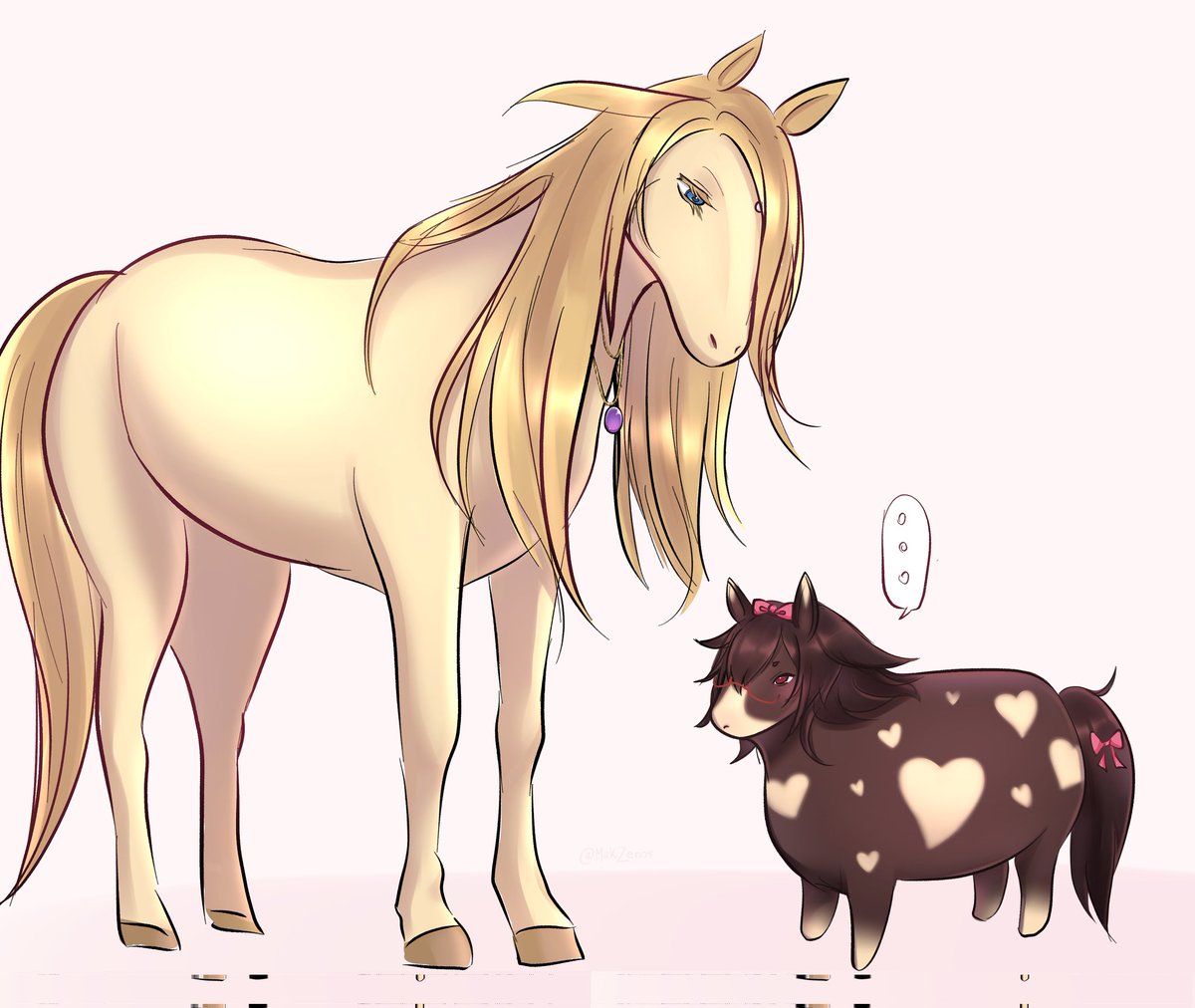 🎀 Big beautiful Arabian horse Zenos and his tiny Falabella pony wife Maki who kicks him 🩷🐎

Happy year of the honse!!! 🌕