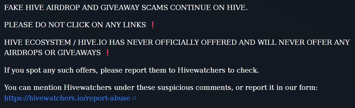 ¡ALERTA!
HIVE NUNCA CREA AIRDROPS NI REGALOS 👇
ecency.com/created/@hivew…
#hive #posh <a href="/hivewatchers/">hivewatchers</a>