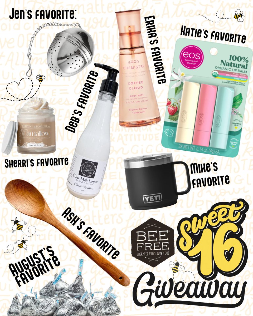 🎉✨ SWEET 16 GIVEAWAY! ✨🎉
BeeFree turned 16 and we’re celebrating the best way we know how… with treats! 😍
In honor of our Sweet 16, we’re giving away 16 of our team’s favorite items 🍪💛

✅ How to enter:
Comment “16” on this post!

📅 Giveaway closes: February 23rd
🏆