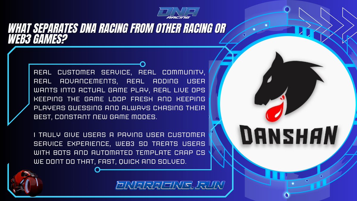 The Builder’s Mind | Ep. 02 – The Difference by <a href="/Spotonparts/">DanShan</a>  🧠🏁

What separates DNA Racing from other racing or Web3 games?

It’s simple.
✅Real customer service.
✅Real community.
✅Real development.

This isn’t just Web3 racing.
It’s racing built with the community. 🧬