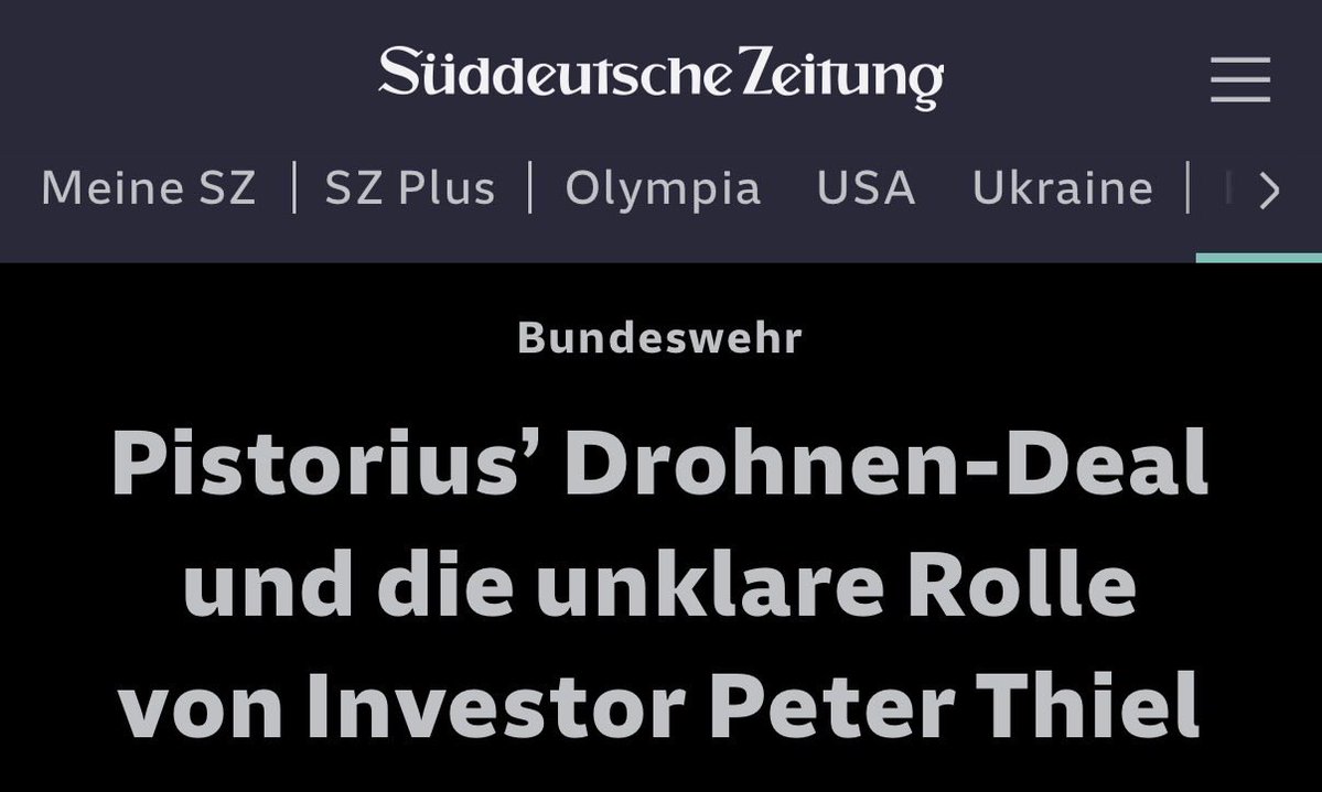 Beim 4-Mrd-€-Drohnen-Deal der Bundeswehr soll die Peter-Thiel-Firma STARK in 9 Tagen den größten Anteil erhalten.

Nun wird bekannt: Tests verfehlten Ziele, die Eigentümerstruktur bleibt unklar.

Nachvollziehbar, dass auch Abgeordnete der Koalition hier nun Klärungsbedarf haben.
