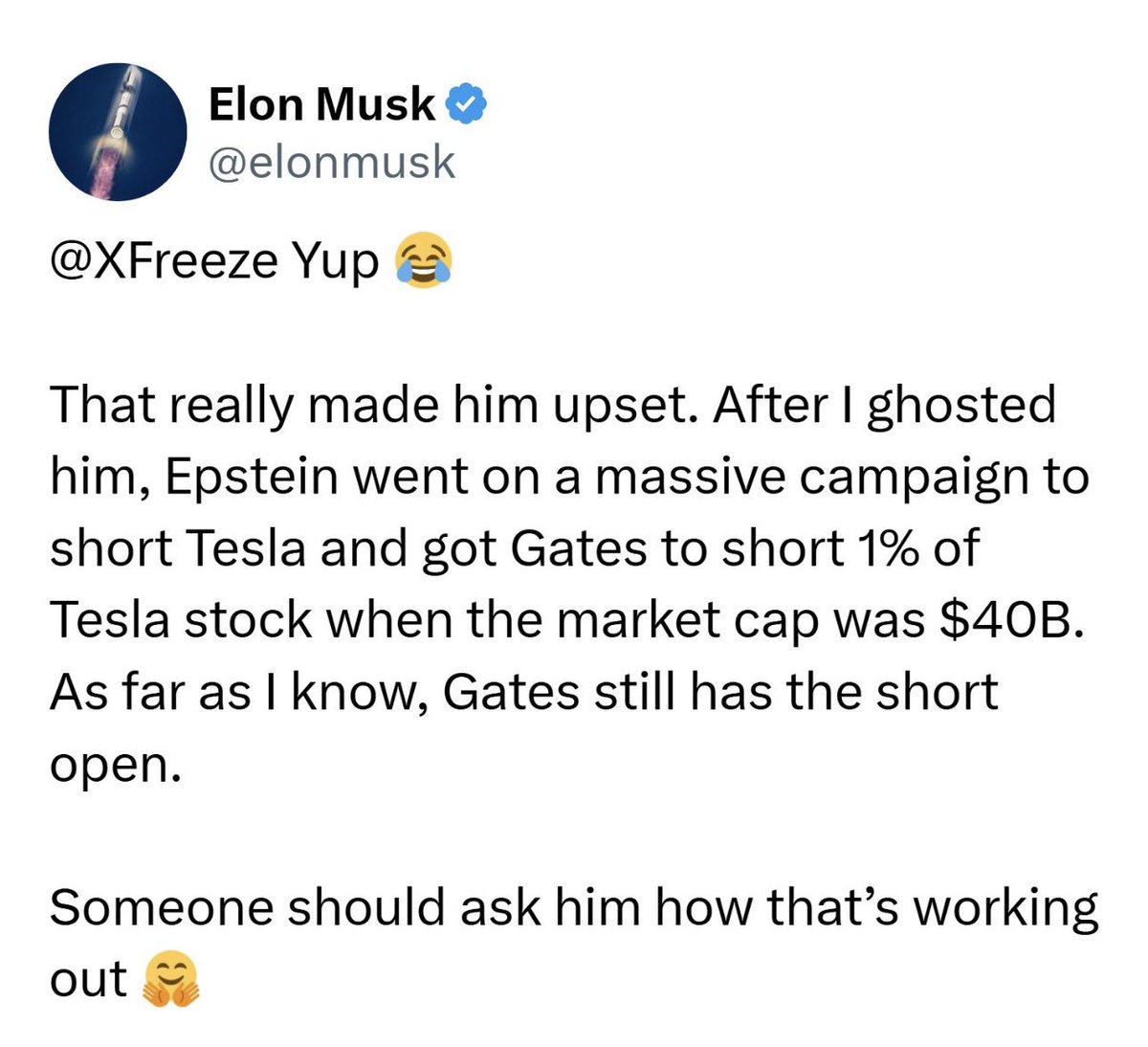 Elon Musk is gaslighting us. 

He did not ghost Jeffrey Epstein, he was ghosted by Jeffrey Epstein.