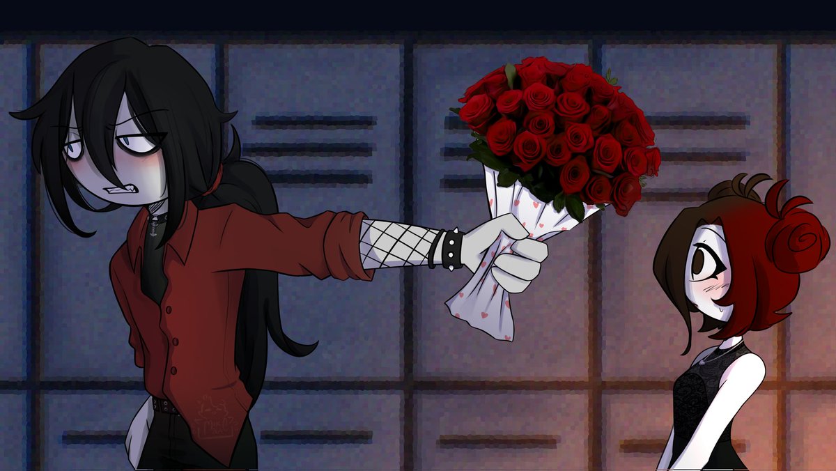 MikeylaCat's tweet photo. High School Valentine's Day.

-------------------------

A younger version of both of them. I just wanted to draw them on a Valentine's Day evening, maybe at a dance.
#YourBoyfriendGame #YourBoyfriendGamefanart #YBG #YourBoyfriendGamePeter https://t.co/iocIN6a9kq