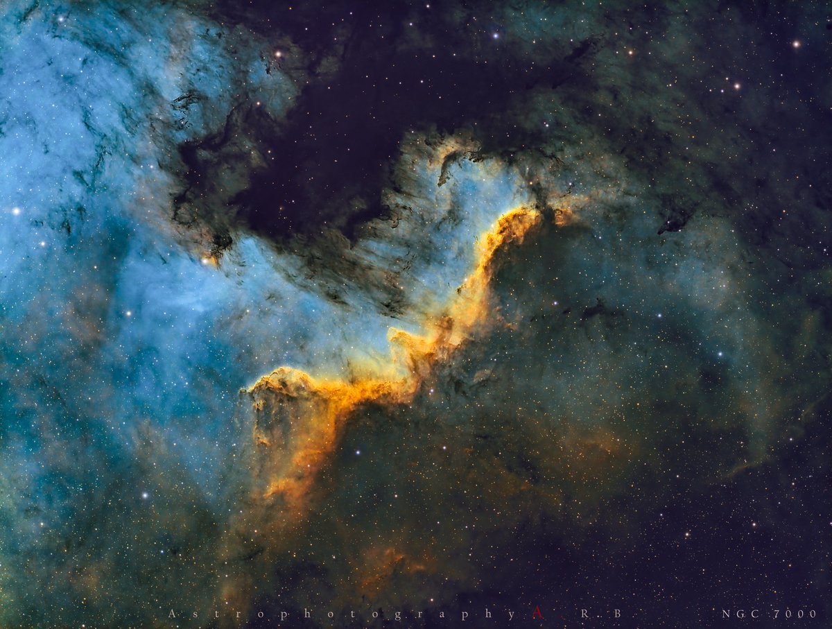 AbelBorrasca's tweet photo. El muro, la zona con más detalles de la nebulosa Norteamérica NGC7000,
En paleta Hubble SHO.
Esprit100+Eq6r-Pro
Zwo Asi1600mm+ Filtros Baader
📸Astrophotography_A.R.B.
@AbelBorrasca
#cielosESA #Astrophotography #Skywatcher #Zwo #astronomypictureoftheday #zwoastro #Baader https://t.co/zJfRZNrfQ4