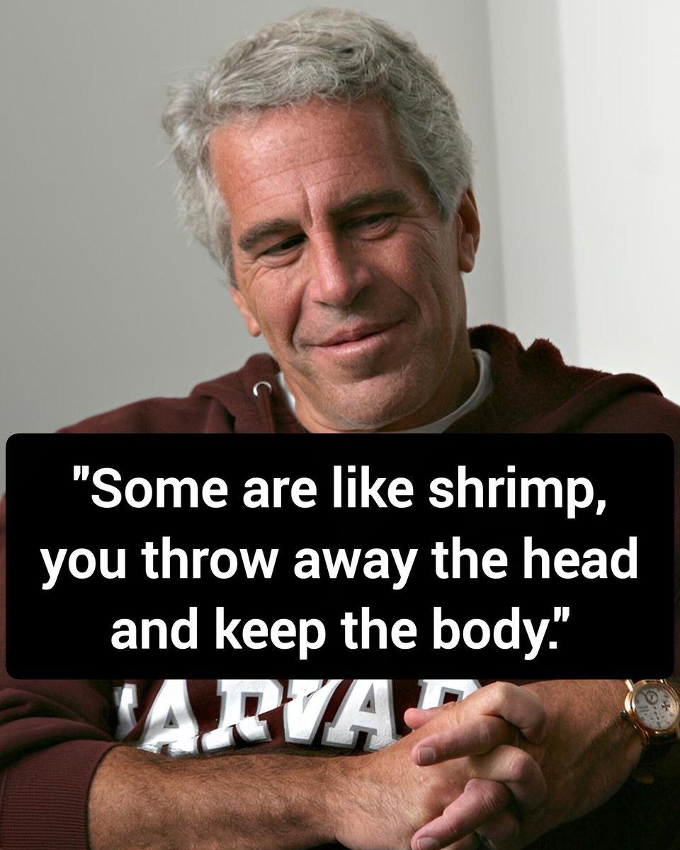 DavidJHarrisJr's tweet photo. 🚨 SHOCKING: DOJ Files Reveal Epstein's Disturbing Email — "Some girls are like shrimp. Throw away the head and keep the body."

Newly released Jeffrey Epstein documents from the U.S. Department of Justice (late January/early February 2026) include a chilling 2013 email from Epstein while on his private island, Little Saint James.

In a conversation with French businessman Olivier Colom, Epstein wrote: "Some are like shrimp, you throw away the head and keep the body."

He followed it with crude remarks about preferring "pink," "white," or "black shrimp" — a sick, objectifying metaphor that dehumanizes young women and girls in the context of his known crimes.