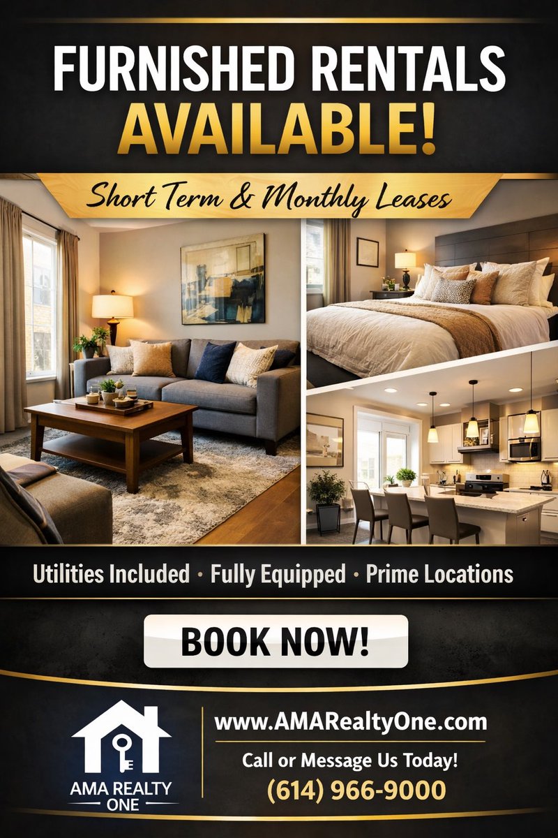 latintude's tweet photo. Looking for furnished rentals without the hassle?

AMA Realty ONE offers fully equipped homes, flexible leases & prime locations.

Built for traveling professionals.
Designed for comfort.

📍 Columbus & expanding
📲 614-966-9000
🌐 https://t.co/4iQswBBdwB

#FurnishedFinder #TravelNurseHousing #MidTermRental #ColumbusOhio