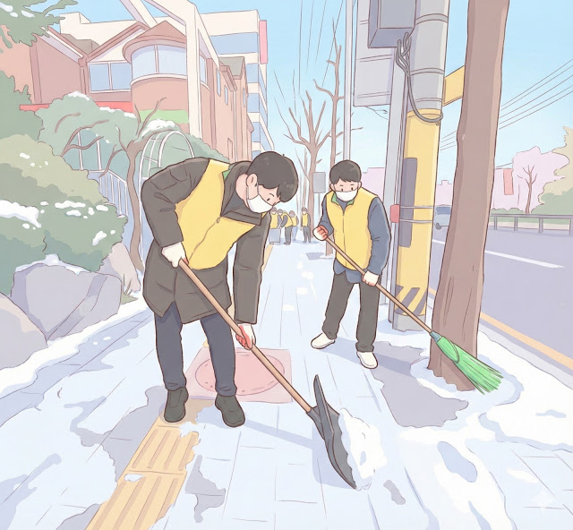 “After it snowed, the road was slippery and improper, but now that it has been cleared out, it is much easier to move around” {Resident}

Shincheonji Volunteer Group Incheon Branch Carries Out Snow Removal and Plogging in Bupyeong ✅tinyurl.com/448jku38 #ShincheonjiVolunteers